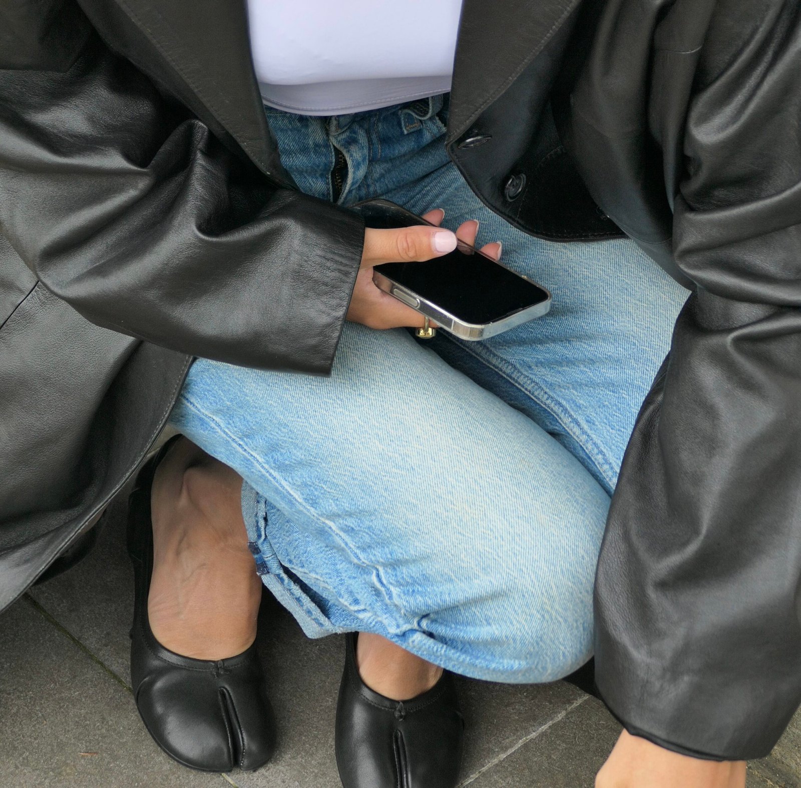 Zwart leren coat