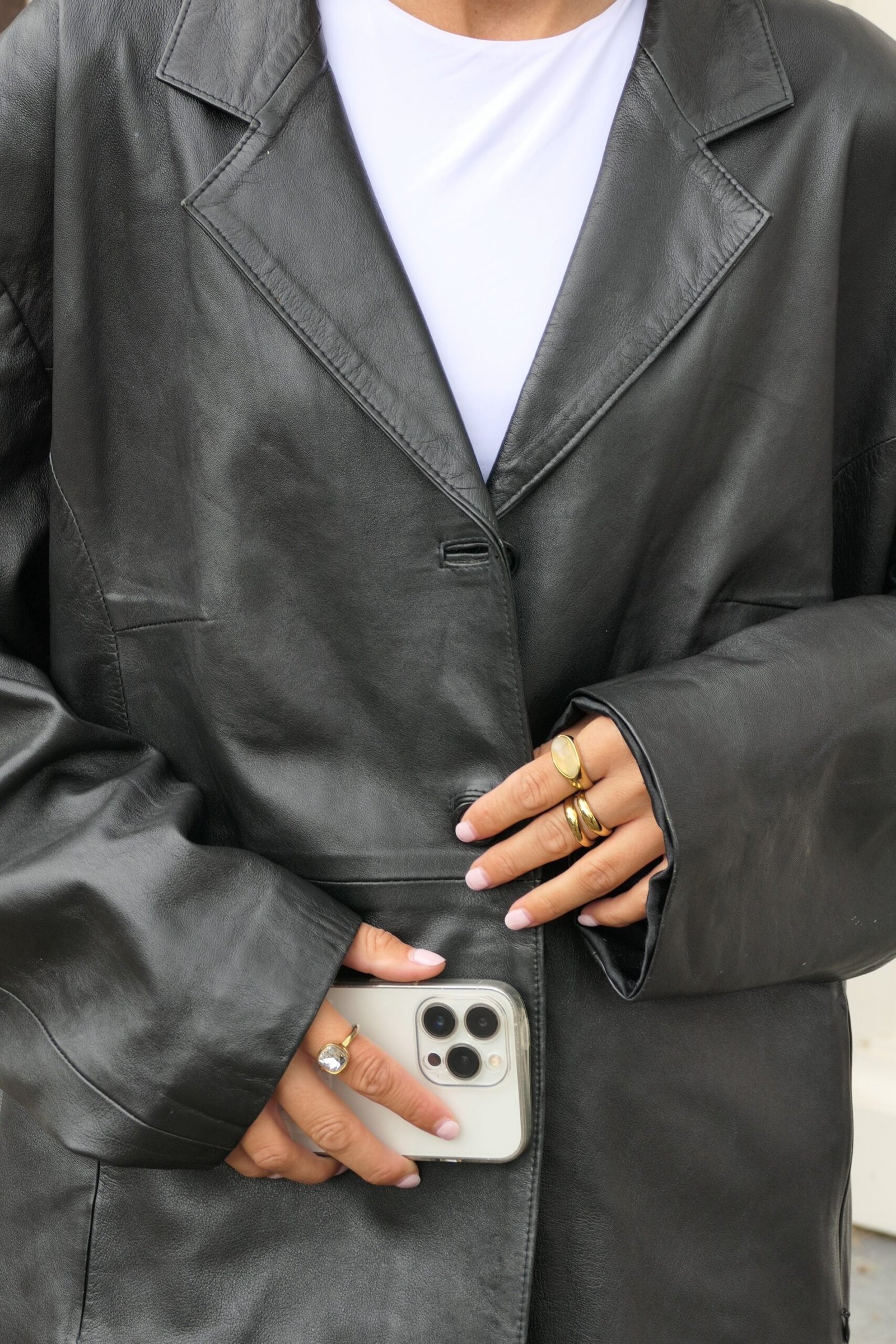 Zwart leren coat - Image 3