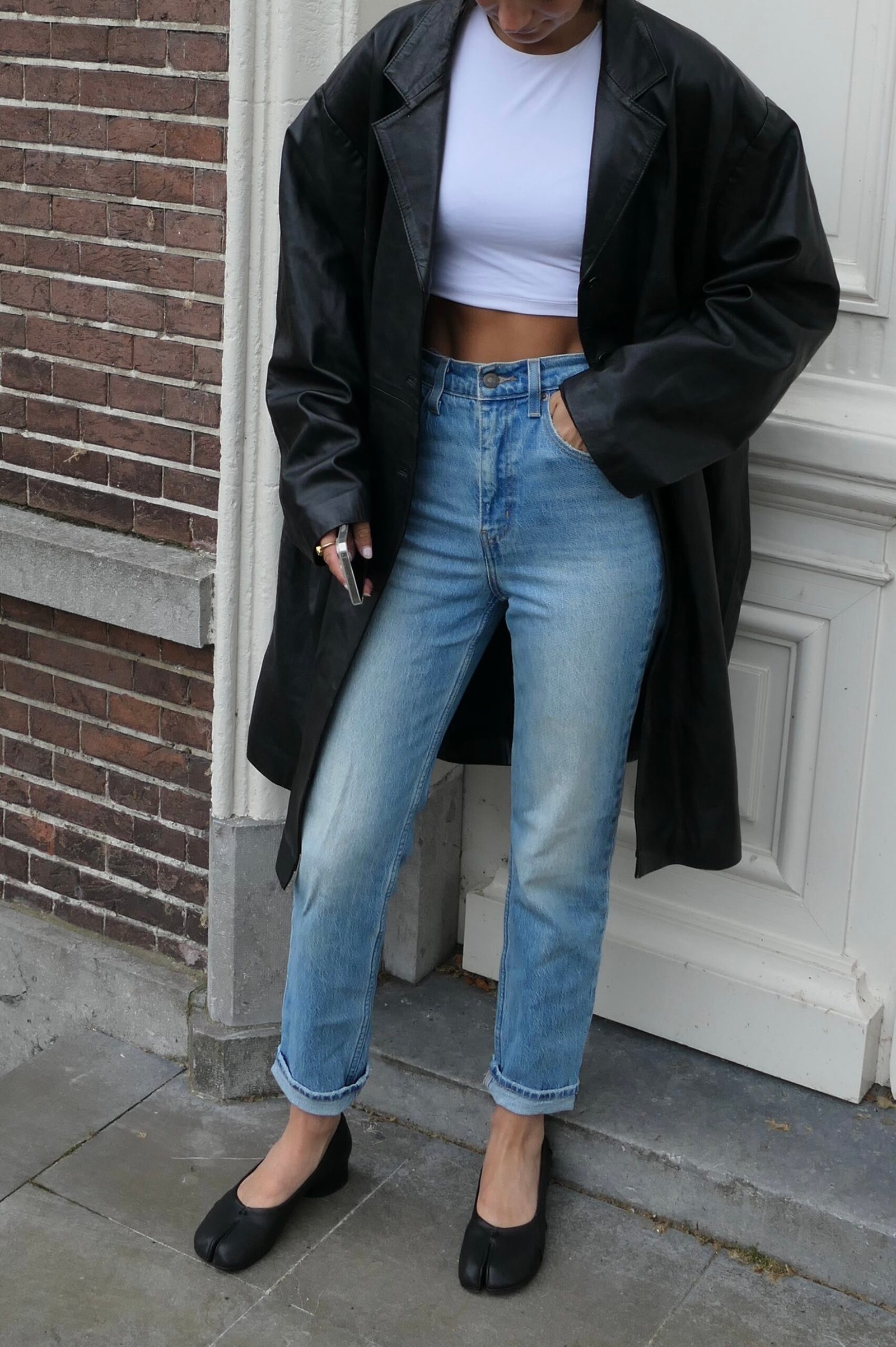 Zwart leren coat - Image 5